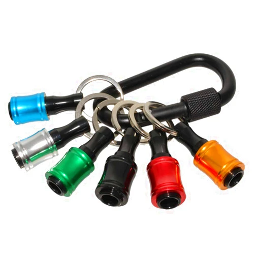 ZFBB 1/4inch Hex Shank Aluminum Alloy Screwdriver Bits Holder Extension Bar Drill Screw Adapter Change Keychain Portable