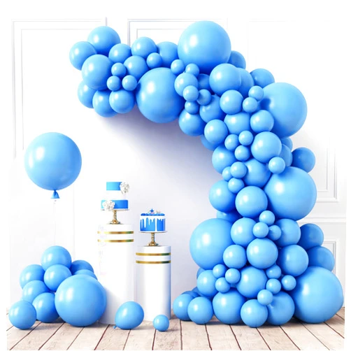 RUBFAC 110pcs Light Blue Balloons Different Sizes 18 12 10 5 Inches for Garland Arch, Sky Blue Balloons for Birthday Baby Shower Gender Reveal Wedding Party Decoration