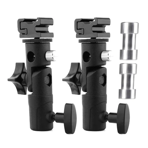 DTOL Camera Speedlite Mount Flash Stand Bracket Umbrella Mount Holder Shoe Mount Compatible with Nikon Pentax Olympus Nissin Metz and Other Speedlite Flashes E Type 2 Pack
