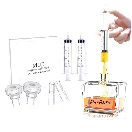 MUB Perfume Refill Pump Tools, Perfume Dispenser with Adapter Tools for Perfumes Transfer to empty bottles, Include 2 Syringe for Replacement