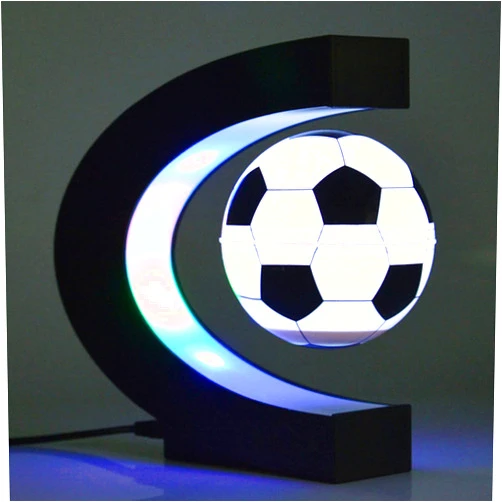 AYNEFY Magnetic Levitation Soccer,C Shape Base Magnetic Floating Football Decor Floating Rotating Soccer with Night Light Desktop Gifts for Birthday Christmas
