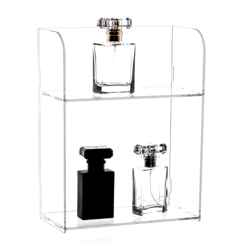 CLAY TONIC Claytonic 2 Tier Clear Acrylic Bathroom Organizer Shelf for Cosmetic Perfume Skincare Makeup Toy Spices Standing Tabletop Vanity Tray Shelf Multifunctional Sturdy Display (2 Tier)