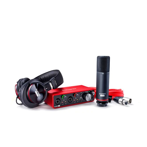 Focusrite Scarlett 2i2 Studio 3rd Gen USB Audio Interface Bundle for the Songwriter with Condenser Microphone and Headphones for Recording, Streaming and Podcasting