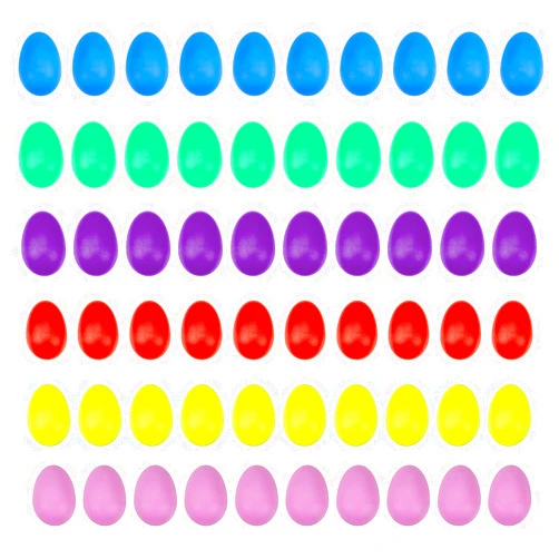 Foraineam 60 Pieces Plastic Egg Shakers Percussion Musical Eggs Maracas Colorful Easter Egg Noisemaker Musical Instruments for Party Favors Supplies Music Learning DIY Painting