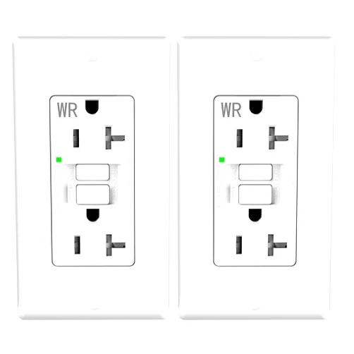 POWAWINI 2 Pack - POWAWINI GFCI Outlet 20 Amp, Thinner Design, Self-Test GFI Receptacle, LED Indicator, UL Listed, Tamper Resistant, Weather Resistant, with Wall Plates and Screws, Indoor Outdoor Use, White