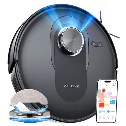 Proscenic Q8 Robot Vacuum and Mop with LiDAR Navigation [4200 Pa, 200 Min Run] Robotic Vacuum Cleaner with Home Mapping, Automatic Self-Charging, WiFi APP Control for Indoor Floor, Pet Hair, Carpet