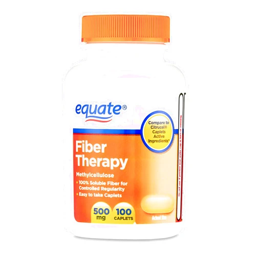 Generic Equate Fiber Therapy Methylcellulose Caplets, 500 mg, 100 Count