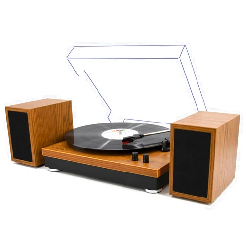LP&No.1 Record Players for Vinyl with External Speakers, Belt-Drive Turntables with Dual Speakers Vinyl LP Player Support 3 Speed Wireless Input Auto Stop RCA Yellow Wood