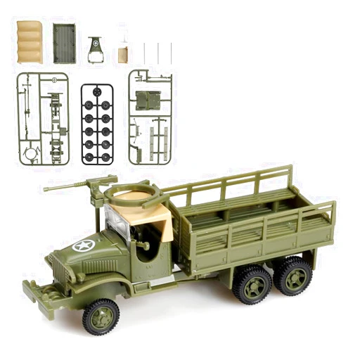 ViiKONDO Military Vehicle Army Men Toy Easy Model Kit 1/72 Scale WWII US CCKW-353 Truck Rapid Assembly Diorama Miniature Decor Gift