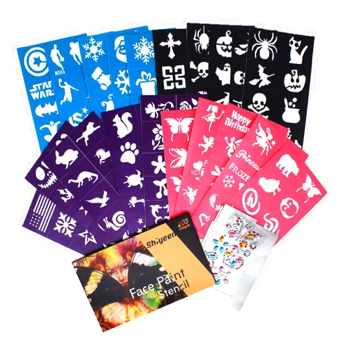 Shiyeen Face Paint Stencil for Painting Kit, Tattoo Stencil - Easy to Stick Down and Reuse - Suitable for Birthdays, Halloween, School Carnivals(200 Pieces)