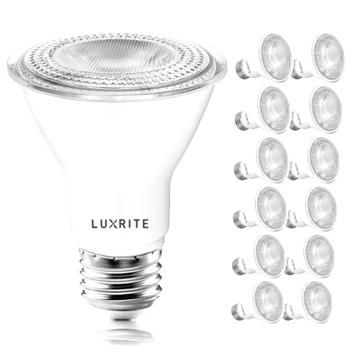 LUXRITE 12 Pack PAR20 LED Bulbs, 50W Equivalent, 3000K Soft White, Dimmable LED Spotlight Bulb, Indoor Outdoor, 7W, 500 Lumens, Wet Rated, E26 Standard Base, UL Listed