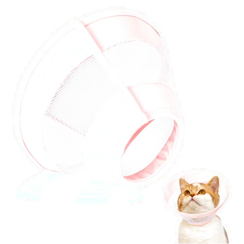 LUCKYPAW Cat Cone, Soft Cat Cone Collar to Stop Licking and Scratching Wounds, Adjustable E-Collar After Surgery for Cats, Mesh Recovery Elizabethan Collar for Cats, Kittens, Rabbits (Pink, M(Neck:6.75