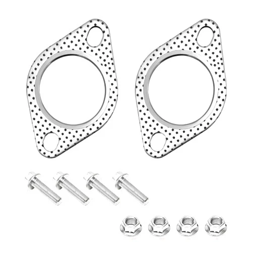 Wevdn 2 PCS Car Exhaust Gasket, 2 Inch 2-Bolt Exhaust Pipe Flange Gasket Replacement with 4 Screws, High Temp Exhaust Gasket for Headers Turbo Catback Axleback, Car Accessories