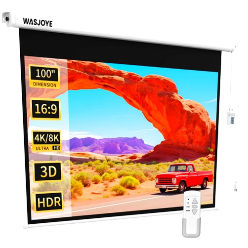 WASJOYE Motorised Projector Screen 100