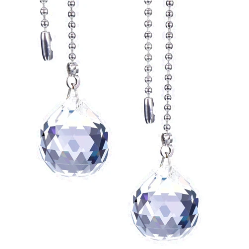 HESTYA 2 Sets Clear Crystal Pull Chain Extension with Connector for Ceiling Light Fan Chain, 1 Meter Length Each (Style A)