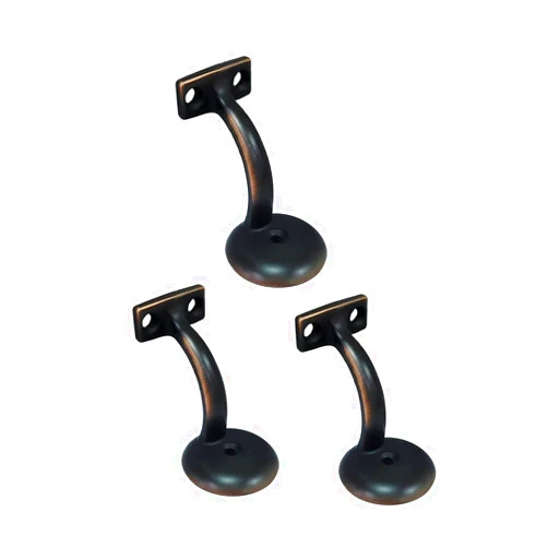 QCAA Heavy Duty Zinc Die Cast Handrail Bracket, Aged Oil Rubbed Bronze, 3 Pack, Made in Taiwan