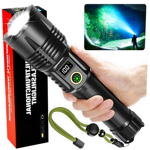 XYDongtong Flashlight High Brightness Rechargeable - 900000 Lumens LED Brightest Flashlight, 5000mAh Large Capacity, 5 Modes, IPX6 Waterproof Powerful Handheld Flashlight, Camping and Outdoor Use
