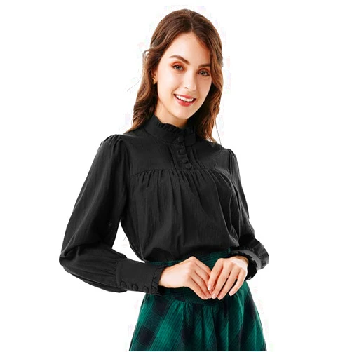 SCARLET DARKNESS Gothic Victorian Blouse Tops for Women 2026 Cotton Long Sleeve Renaissance Shirt