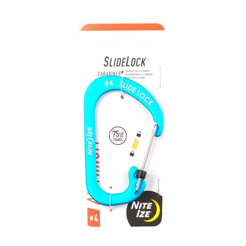 Nite Ize SlideLock Carabiner Aluminum, Size #4, Blue