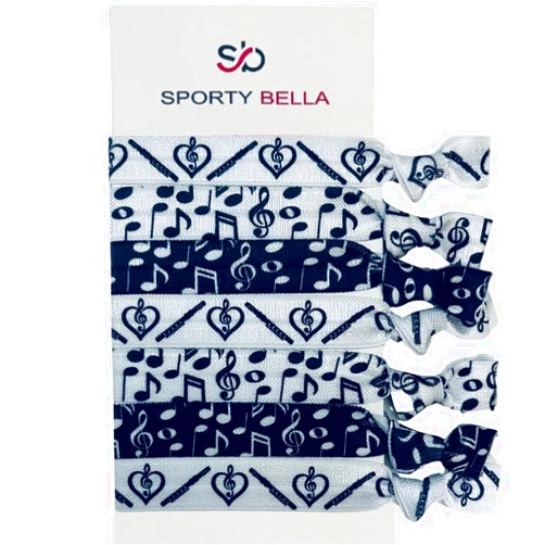 Sportybella Flute Hair Ties – No Crease Music Hair Accessories for Girls, Flute Gifts for Musicians, Band Students, Music Teacher Gift, Instrument-Themed Elastic Band