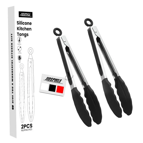 JIDSPWLS Premium Stainless Steel Heat Resistant Kitchen Tongs for cooking,set of 9