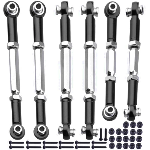 Hobbypark Steel Turnbuckles and Aluminum Camber Links Rod Ends Toe Links Set Linkage for Arrma 1/8 Typhon Mega 4x4 Option Parts (6PCS) (Black)
