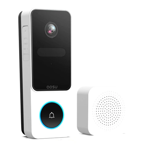 AOSU Doorbell Camera Wireless - Head-to-Toe View, Intelligent Package Detection, 2.4G Wi-Fi Video Doorbell with Chime, No Monthly Fees, Smart Human Detection, Works with Alexa and Google Assistant