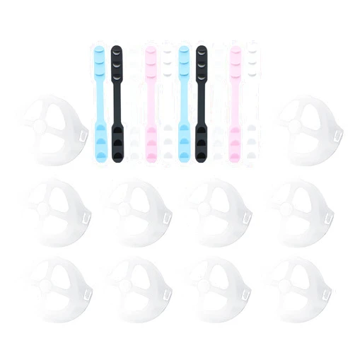 Beast Eye 3D Face Inner Bracket Support Frame Support Internal Bracket with Velcro, Adjustable Ear Extender Strap Extender Ear Hook Lipstick Protection for Adult [10+10PCS]