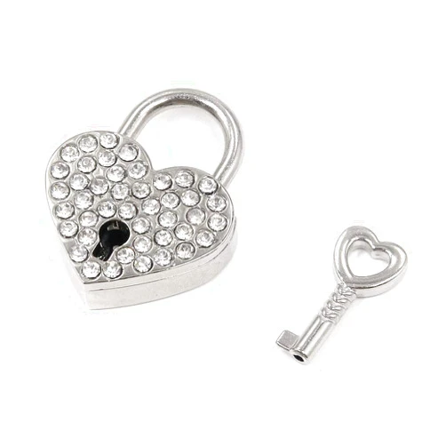 T Tulead Heart-Shaped Lock Old Lock Heart Silver Mini Padlock 1.51