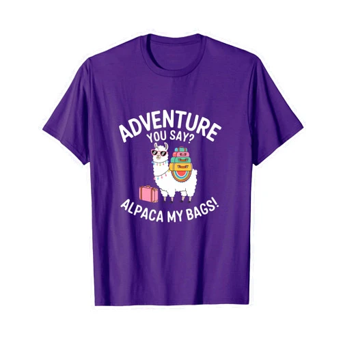 Novelty Alpacas Traveling Family Trip Joke Travel Funny Adventure You Say Alpaca My Bags Llama Women Saying T-Shirt