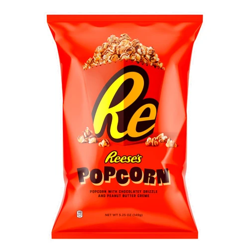 Reese's Popcorn, 5.25oz Grocery Sized Bag, Popcorn Drizzled in Reese's Peanut Butter and Chocolate, Ready to Eat, Savory Snack, Sweet and Salty