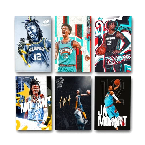 Ebxozp Basketball Star Wall Art Ja Morant Basketball Ja Morant Basketball Ja Morant Basketball Ja Morant Basketball Ja Morant Basket Posters Canvas Posters, 6-Set Basketball Art Prints 08x12inch(20x30cm)