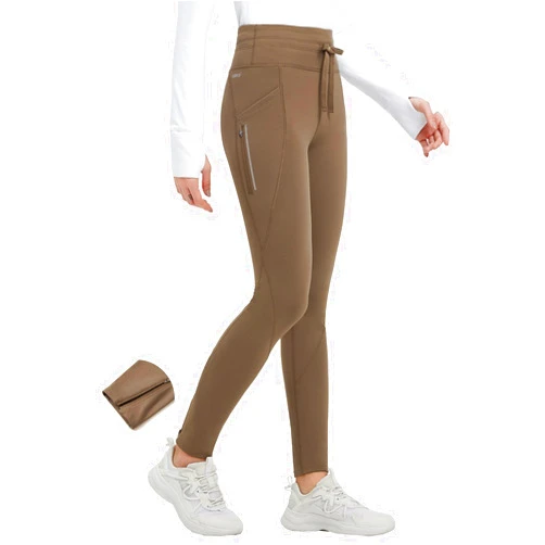 baleaf Women's Thermal Fleece Lined Leggings with Pockets Ankle Zip Reflective Water Resistant High Waisted Warm Snow Pants