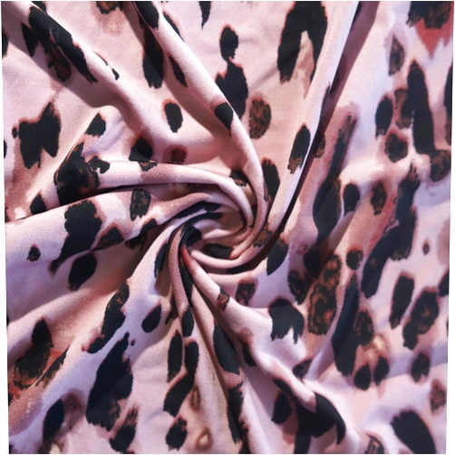 COMMONTEX Cheetah Texture Illustration Exotic Fauna Inspired Pattern Light Pink ITY Soft Stretch Knit Printed Fabric 4-Way Fabric for Garment and DIY Sewing Crafts,Fabric by The Yard