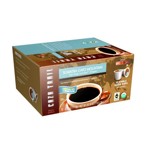 Caza Trail Coffee Organic Sumatra Gayo Mountain, 52 Count(Pack of 1) packaging may vary