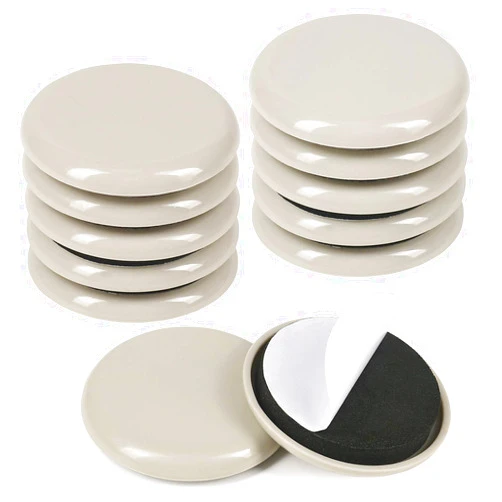 GINOYA 2 inches Stick Furniture Sliders, 12pcs Furniture Glides for Easy Moving on Carpet Hardwood (Beige)