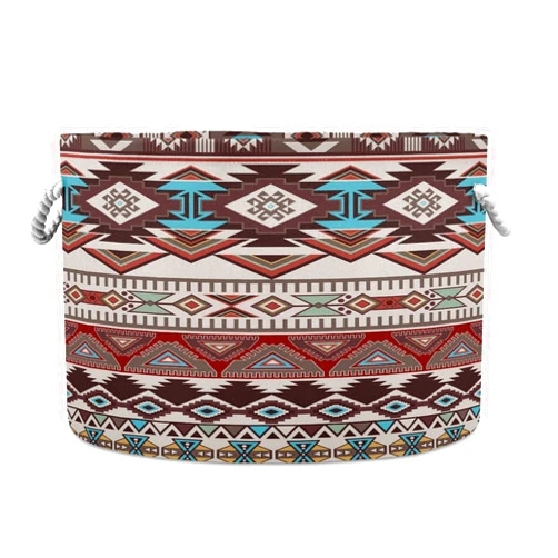 xigua Large Storage Basket Cotton Rope Basket Aztec Navajo Pattern Baby Laundry Basket for Blankets Toys Storage Basket Laundry Hamper