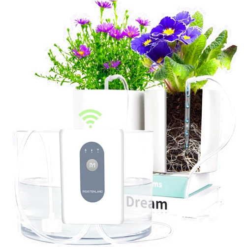 Moistenland WIFI Automatic Plant Waterer, DIY Automatic Drip Irrigation Kit for 15 Potted Plants, Auto & Manual & Delay Watering Mode/Water Shortage Alert/Irrigation Records, Remote Control and