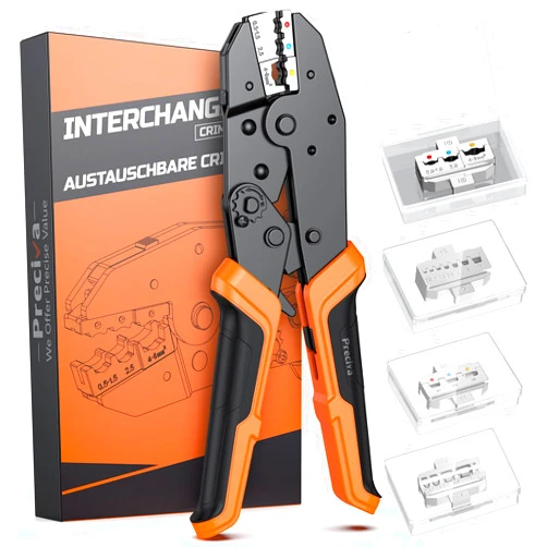 Preciva 4 PCS Crimping Tool Set, Ratcheting Wire Crimper Tool for Heat Shrink, Insulated Nylon, Non-Insulated Connectors, Ferrule Terminals