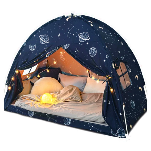 Avrsol Bed Tent Twin, Space Play Canopy for Kids Toddler Boys, Bunk Canopy Tent for Toddler Bed, Galaxy Dome Playhouse Floor Portable Sleeping Tents Indoor for Girls Birthday Toy House Gift