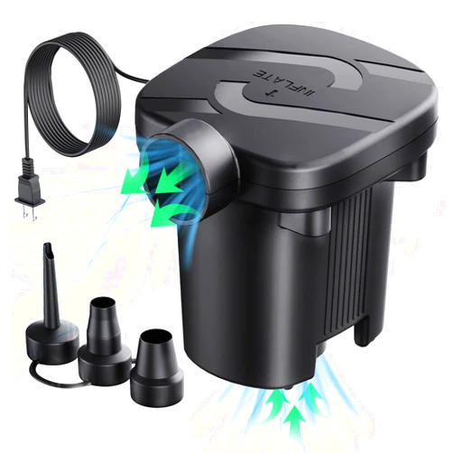 MAACLOUD Electric Air Pump, Quick-Fill Air Pump for Inflatables, Portable Air Mattress Pump with 3 Nozzles, AC110-120V Electric Pump for Beds, Inflatable Cushion, Couch, Pool Floats, Inflatable Pool, Snow Sled