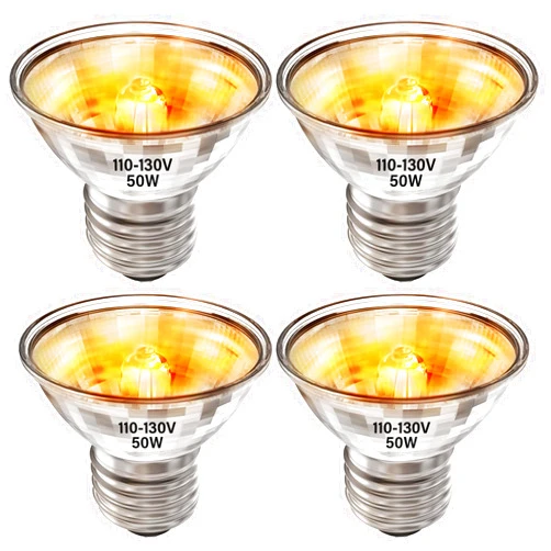 Gaormii 50W Turtle Reptiles Heat Lamp UVA+UVB Bulbs,Light Turtle Heat Lamp for Reptiles and Amphibian Tanks,Terrariums and Cages,Works with Various E26 Base Lamp Fixtures,4-Pack