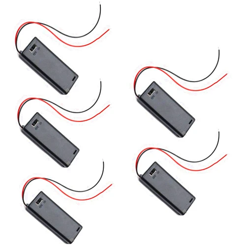 Dahszhi 2x1.5V AAA Battery Holder Box Battery Case Holder with ON/Off Switch & Cover - Pack of 5