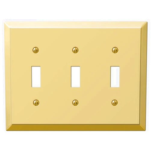 Amerelle Century Triple Toggle Steel Wallplate in Bright Brass