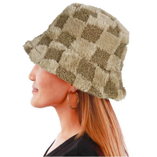 Beevarn Bucket Hats Fuzzy Sheep Print Women Men Plush Cap Warm Soft Fisherman Hat Adjustable Winter Spring