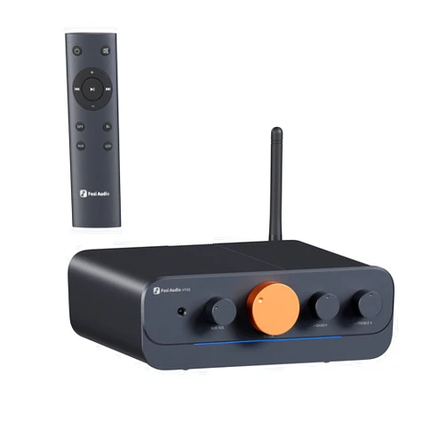 Fosi Audio HT4S Bluetooth Amplifier for Outdoor Speakers, 4 Channel Power Amp for Bass Shaker Sim Racing Cockpit, 4.1/5.0 Ch Stereo Home Audio Receiver, Supports AUX/Optical Input with Remote Control