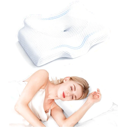 Osteo Cervical Bed Pillow for Neck Pain Relief, Hollow Design Odorless Memory Foam Pillows with Cooling Case, Adjustable Orthopedic, for Sleeping, Contour Support for Side Back Stomach Sleepers