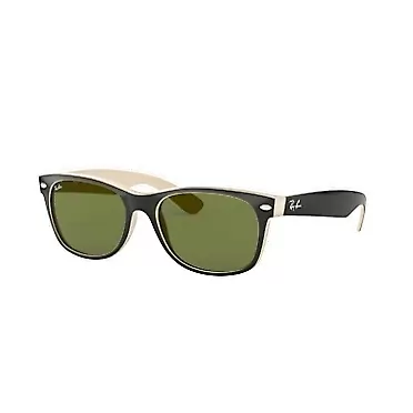Ray-Ban RB2132 New Wayfarer Sunglasses Shiny Black/Beige (875) RB 2132 55mm