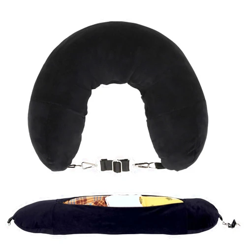 SMEKLYN Stuffable Neck Pillow for Travel, Travel Pillow Stuffable with Clothes,Fillable Travel Pillow Storage Bag, Packable Clothing Travel Neck Pillowcase for Airplane, Pillow Cover with Storage
