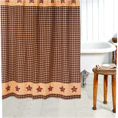 VHC Brands, Bingham Star, Cotton, 72x72, Shower Curtain, Black
